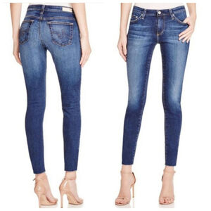 Adriano Goldschmied Legging Ankle Super Skinny Jeans Frayed Medium Blue AG 26